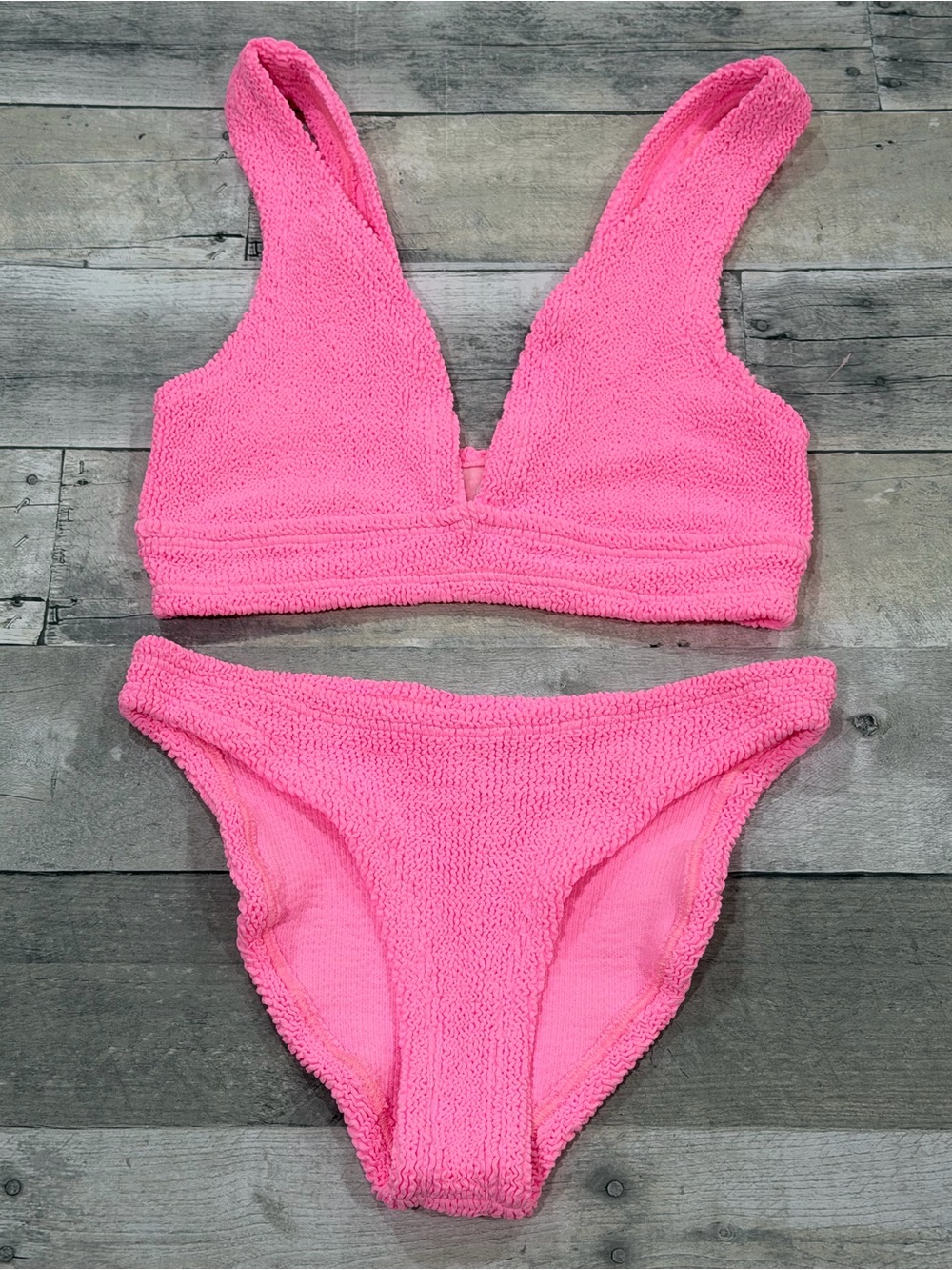 HUNZA G Carla Bikini Two Piece Set in Bubblegum - One Size 2-14